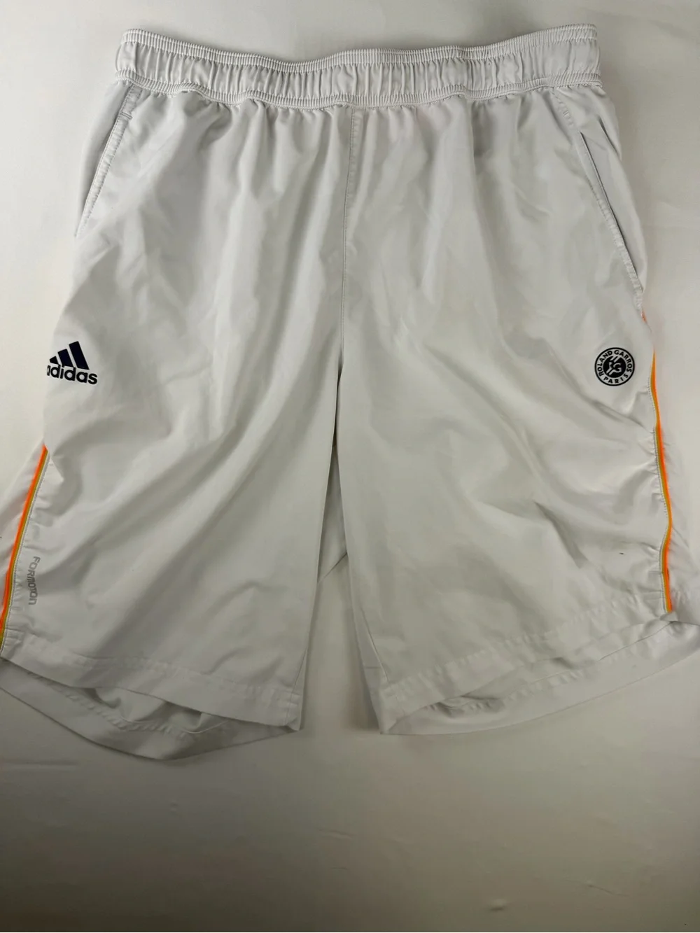 Adidas Men’s Roland Garros White Tennis Shorts with Orange Trim -Climate short M